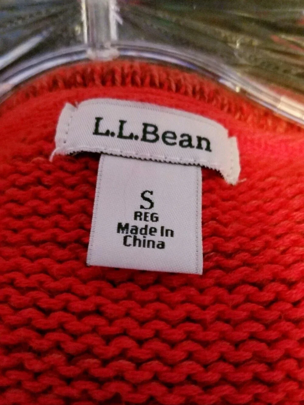 LL Bean Women's Sweater Size Small S Red Orange 100% Cotton 3/4 Sleeves